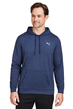 Puma Mens Cloudspun Moisture Wicking Hooded Sweatshirt Hoodie w/ Pouch Pocket - Heather Navy Blue