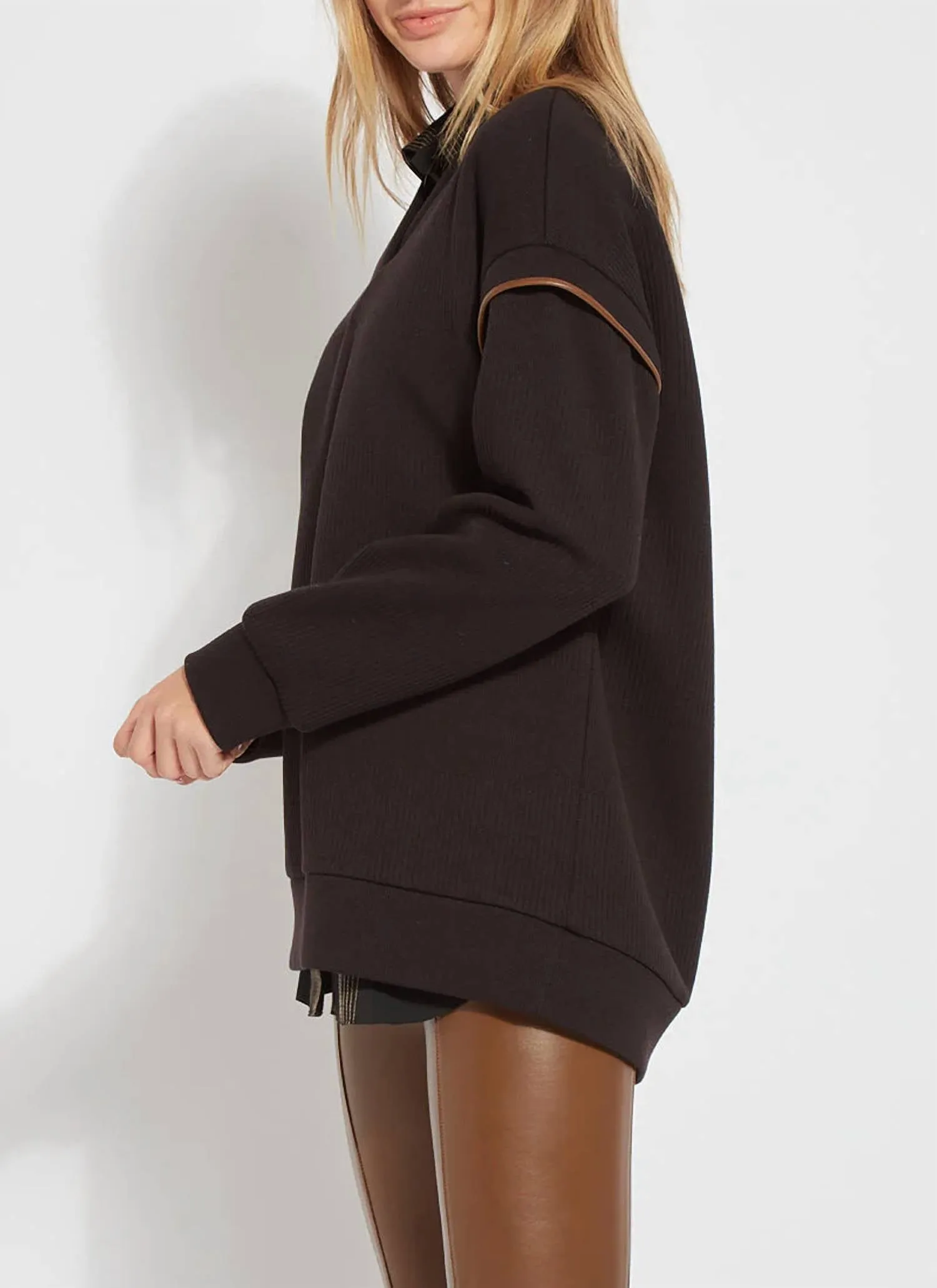 Quilted Convertible Sweatshirt In Black