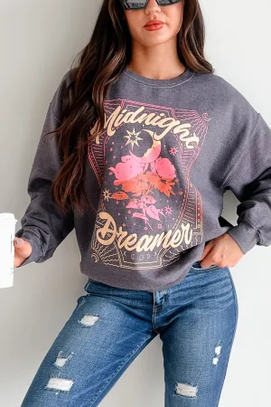 "Midnight Dreamer" Oversized Graphic Sweatshirt (Dark Grey)