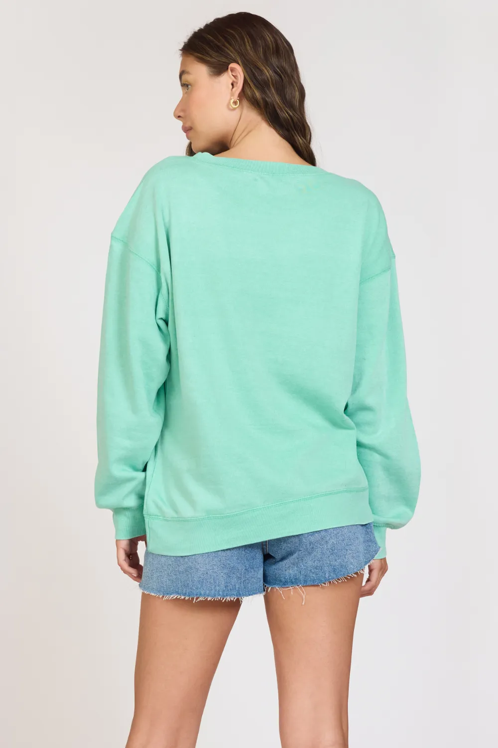 "Summer High" Surf Green Burnout Fleece Crewneck