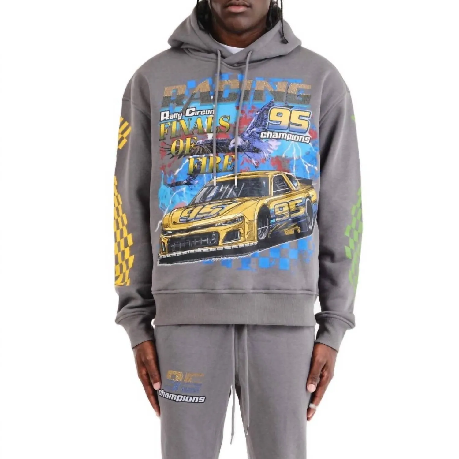 Racing Cropped Hoodie In Grey