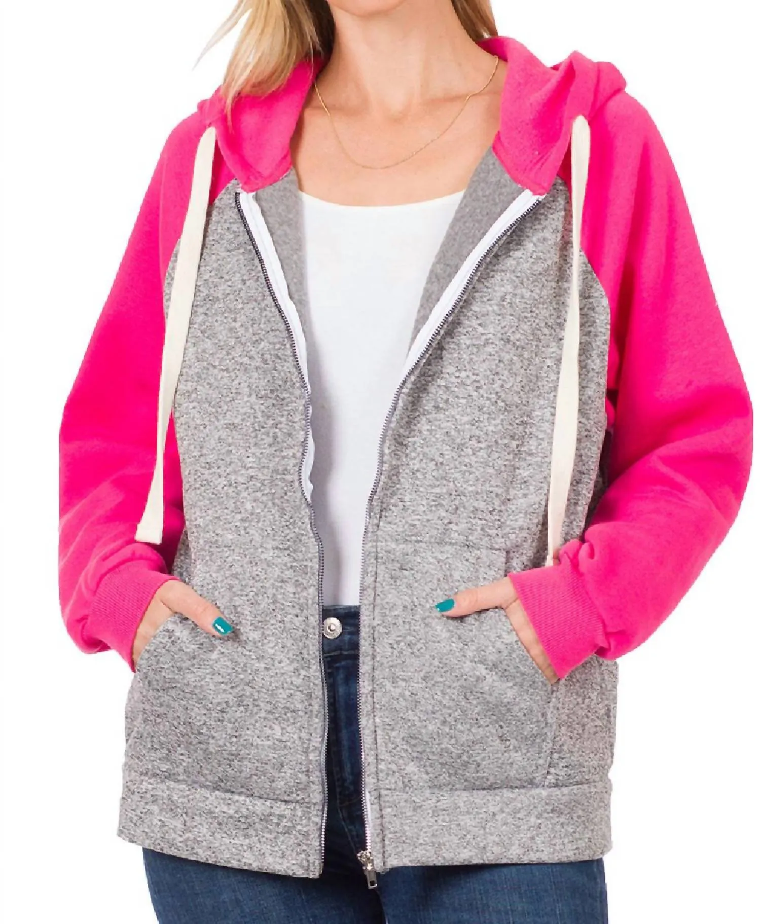 Raglan Sleeved Hoodie In Fuchsia