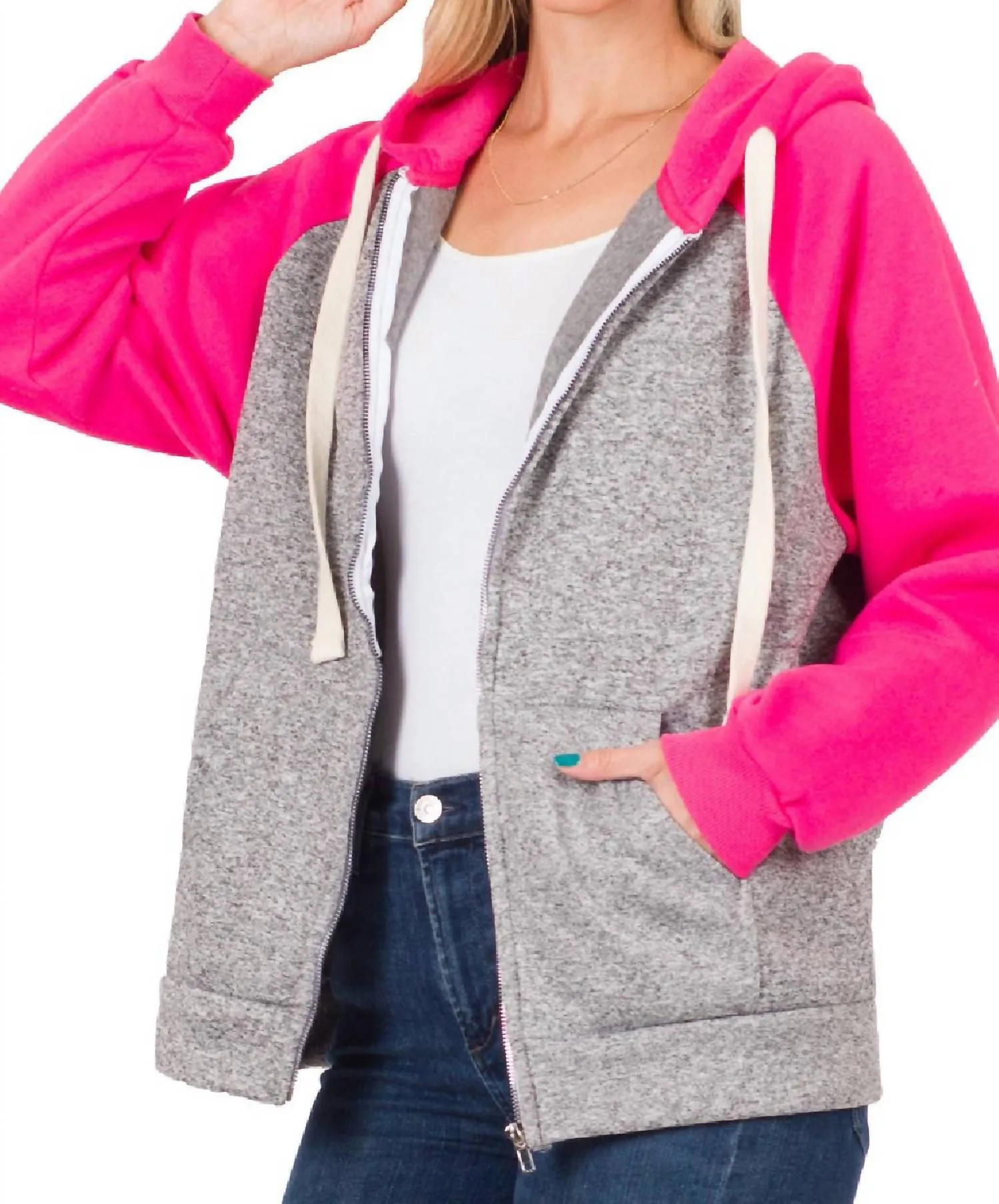 Raglan Sleeved Hoodie In Fuchsia