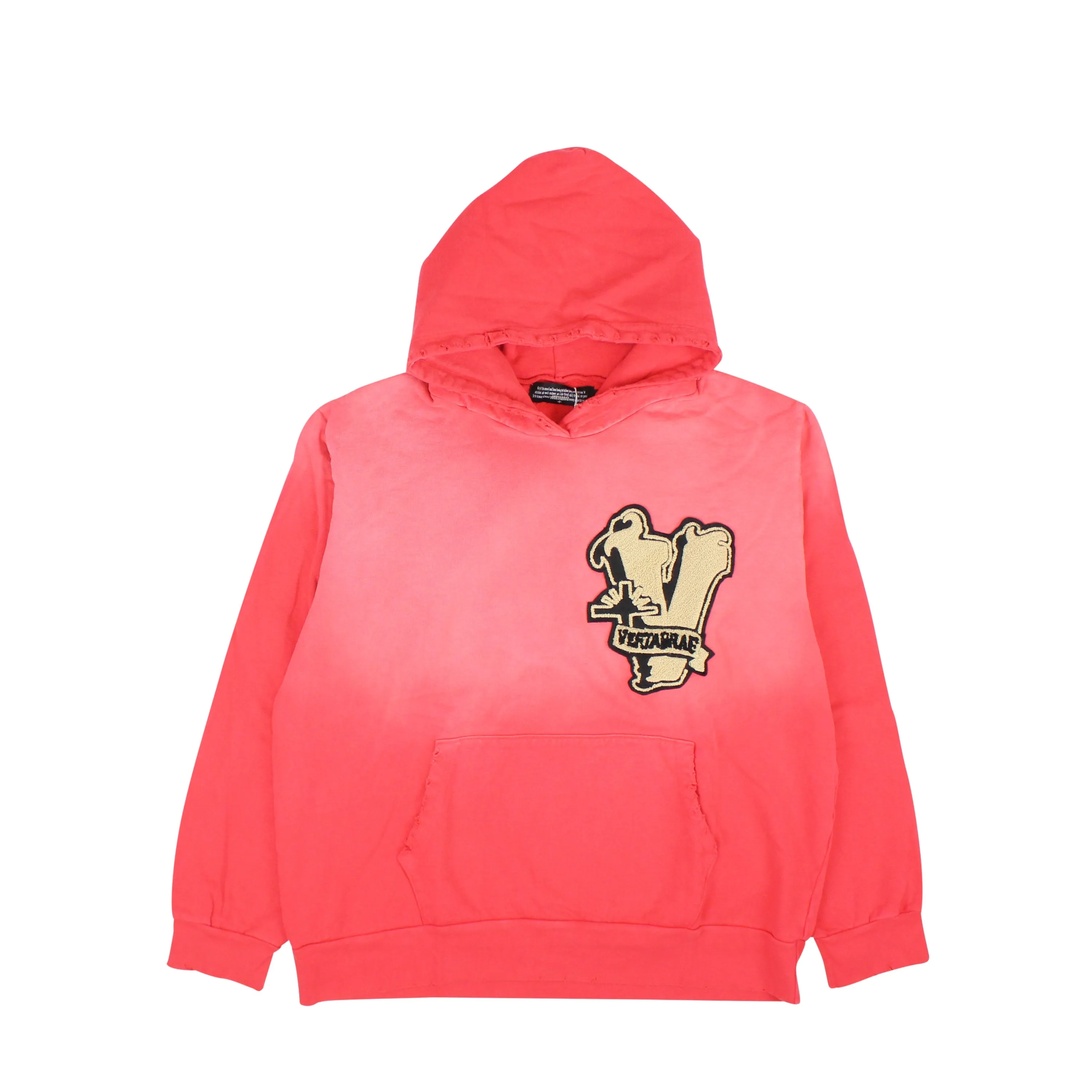 Red Vert Patch Cottton Hoodie