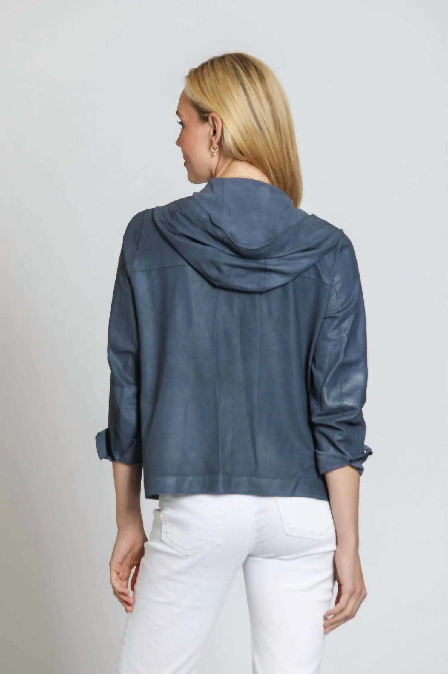 Reversible Snap Front Jacket In Stone Blue