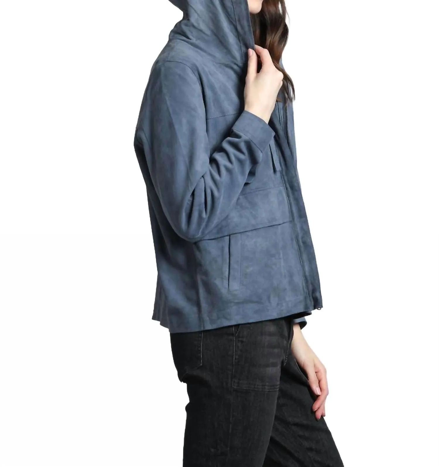 Reversible Snap Front Jacket In Stone Blue
