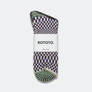 RoToTo Accessories Check Crew Sock - Blueberry