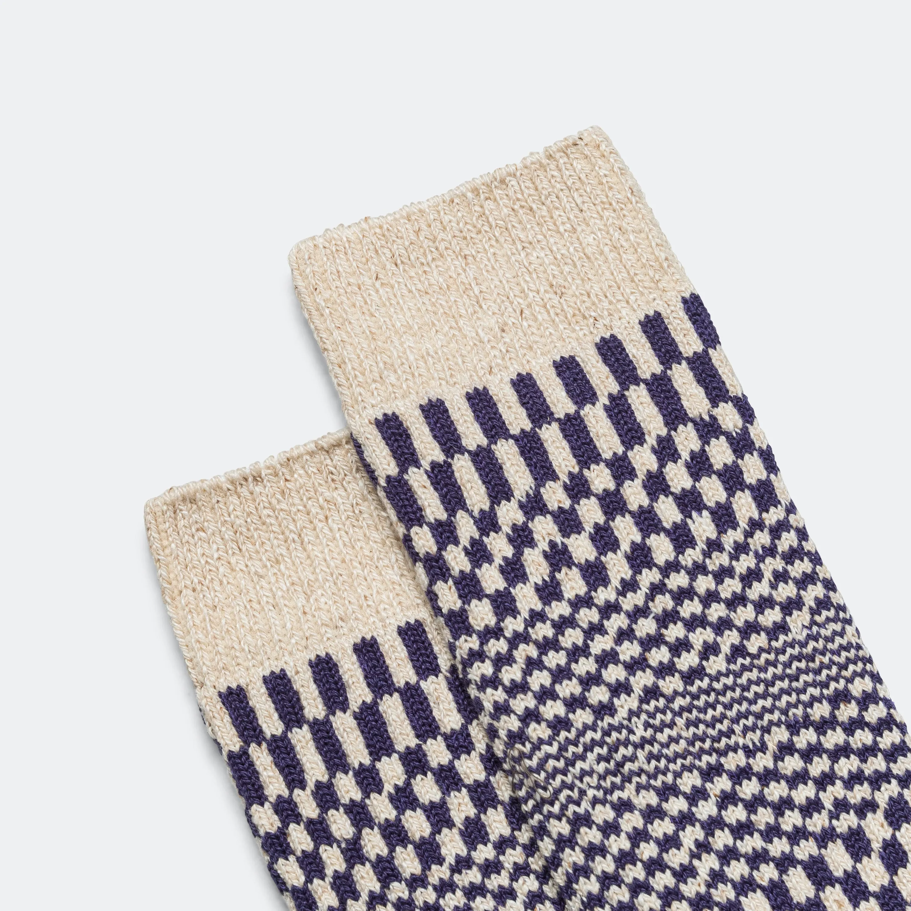 RoToTo Accessories Check Crew Sock - Blueberry