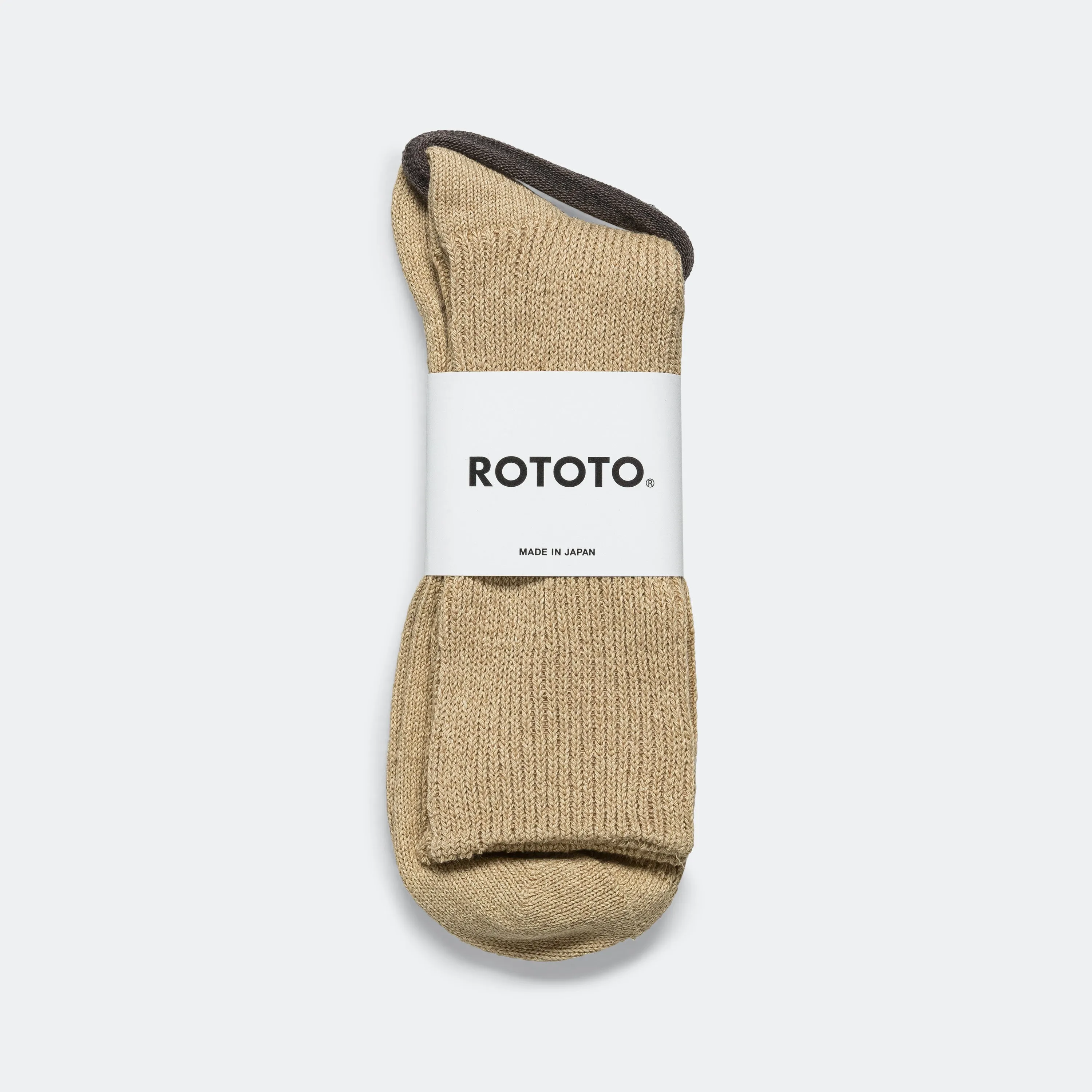 RoToTo Accessories Ribbed Crew Sock - Beige