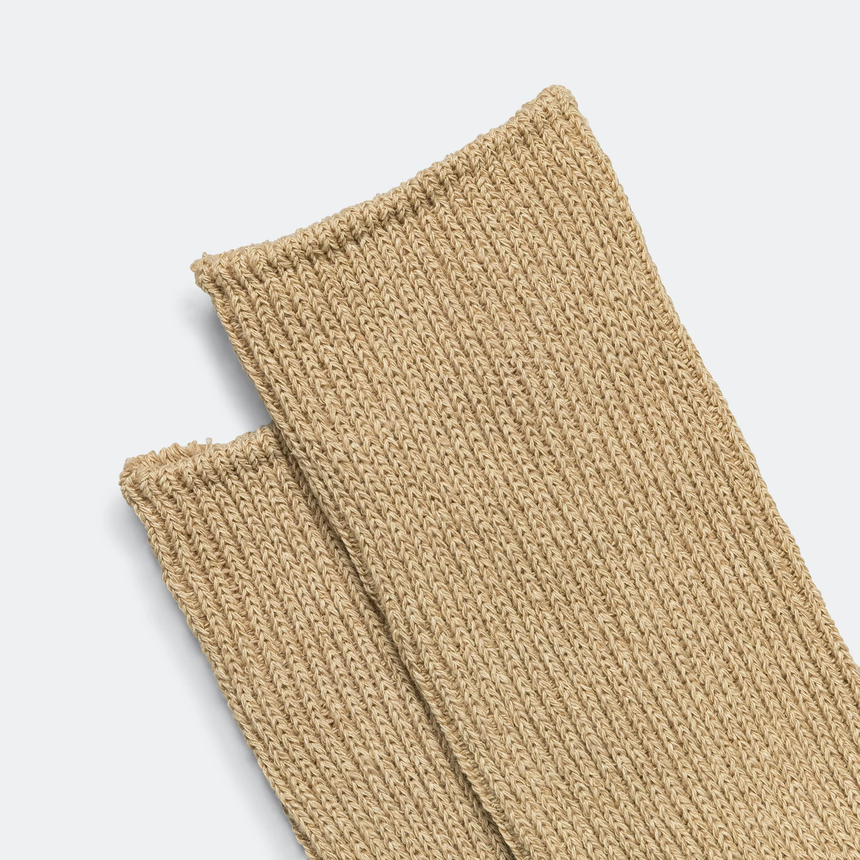 RoToTo Accessories Ribbed Crew Sock - Beige