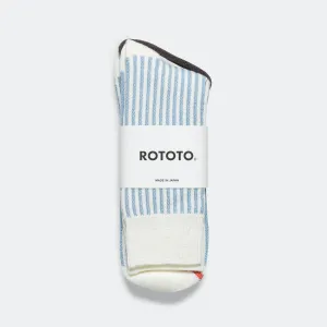 RoToTo Accessories Striped Crew Sock - White/Blue