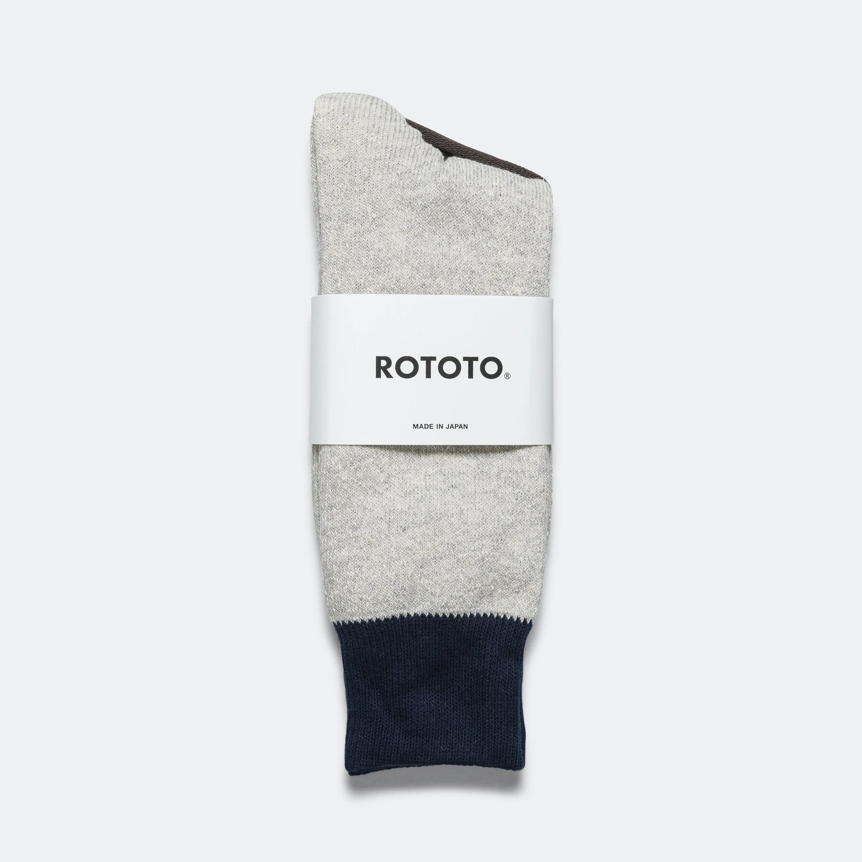 RoToTo Accessories Two Tone Crew Sock - Light Grey/Navy