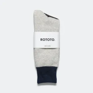 RoToTo Accessories Two Tone Crew Sock - Light Grey/Navy