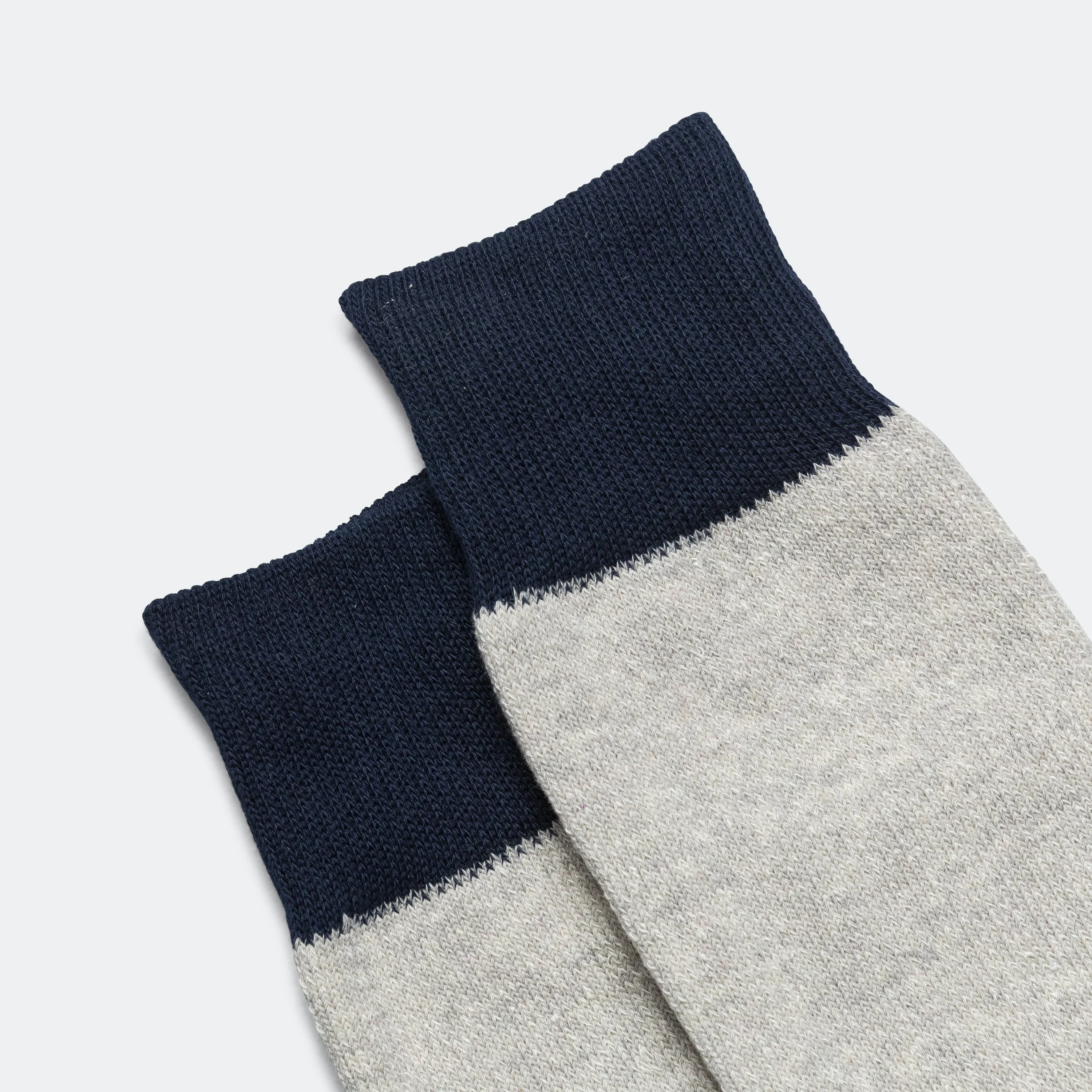 RoToTo Accessories Two Tone Crew Sock - Light Grey/Navy