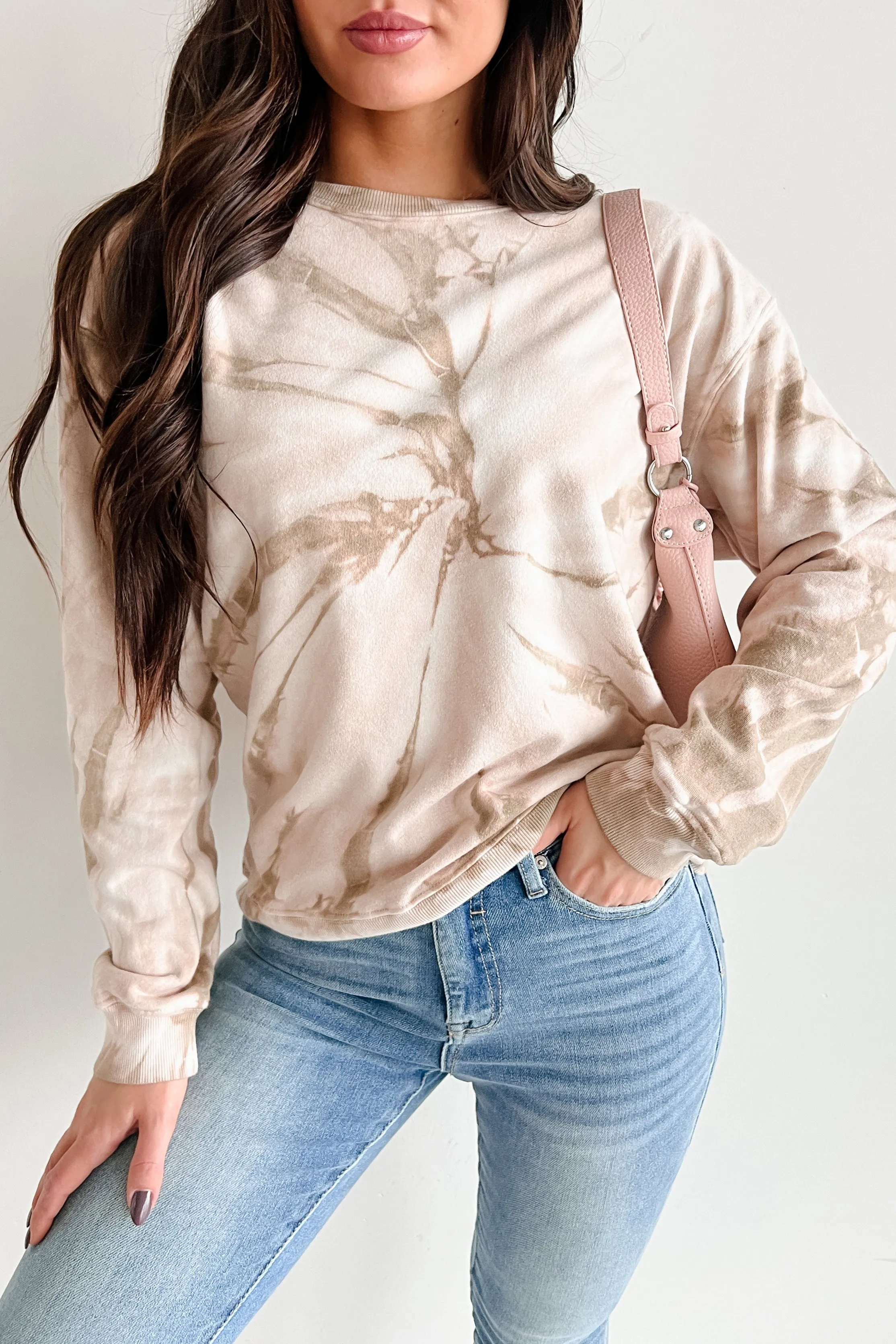 Simply Chillin' Tie Dye Sweatshirt (Taupe)