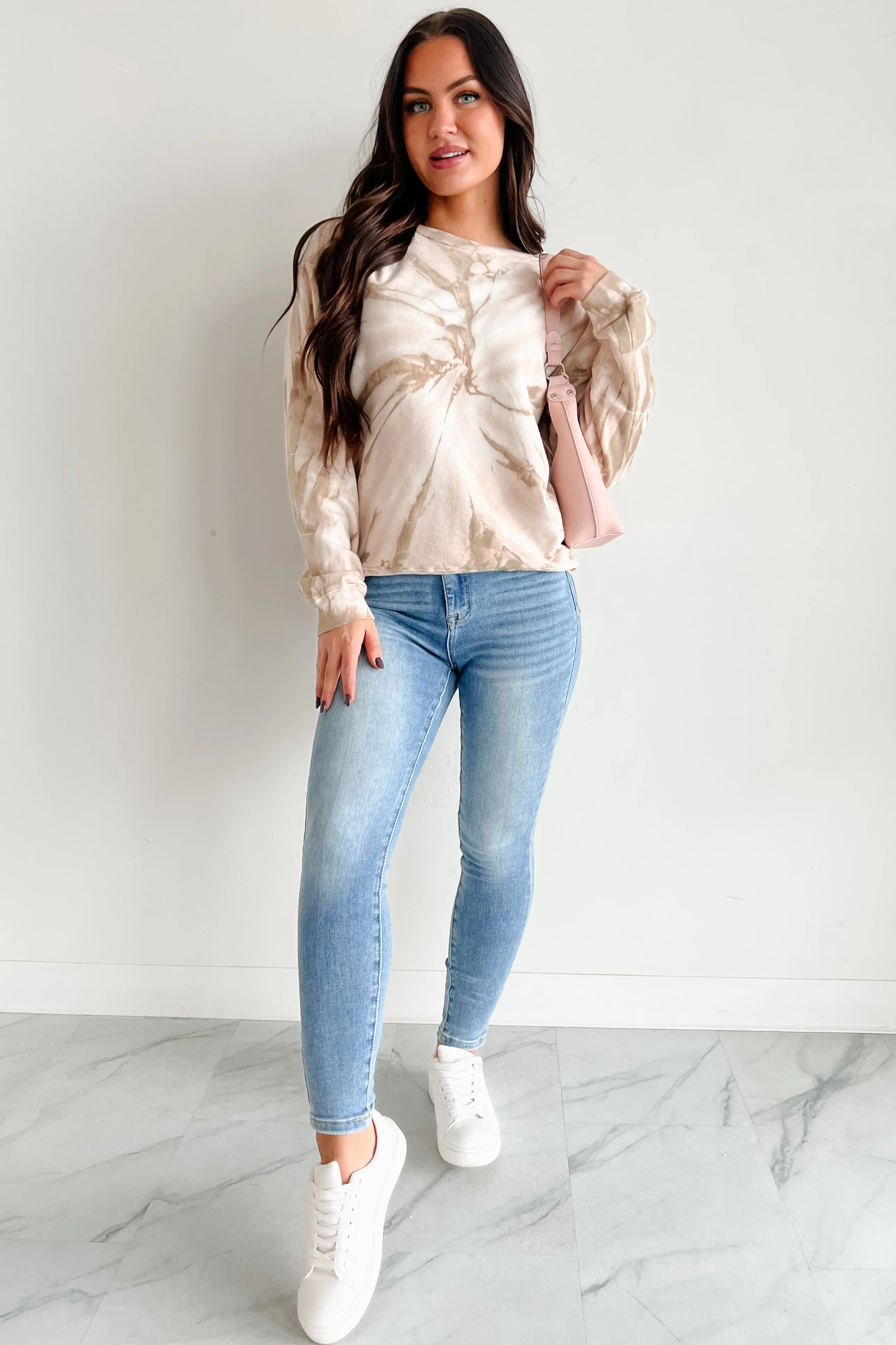 Simply Chillin' Tie Dye Sweatshirt (Taupe)