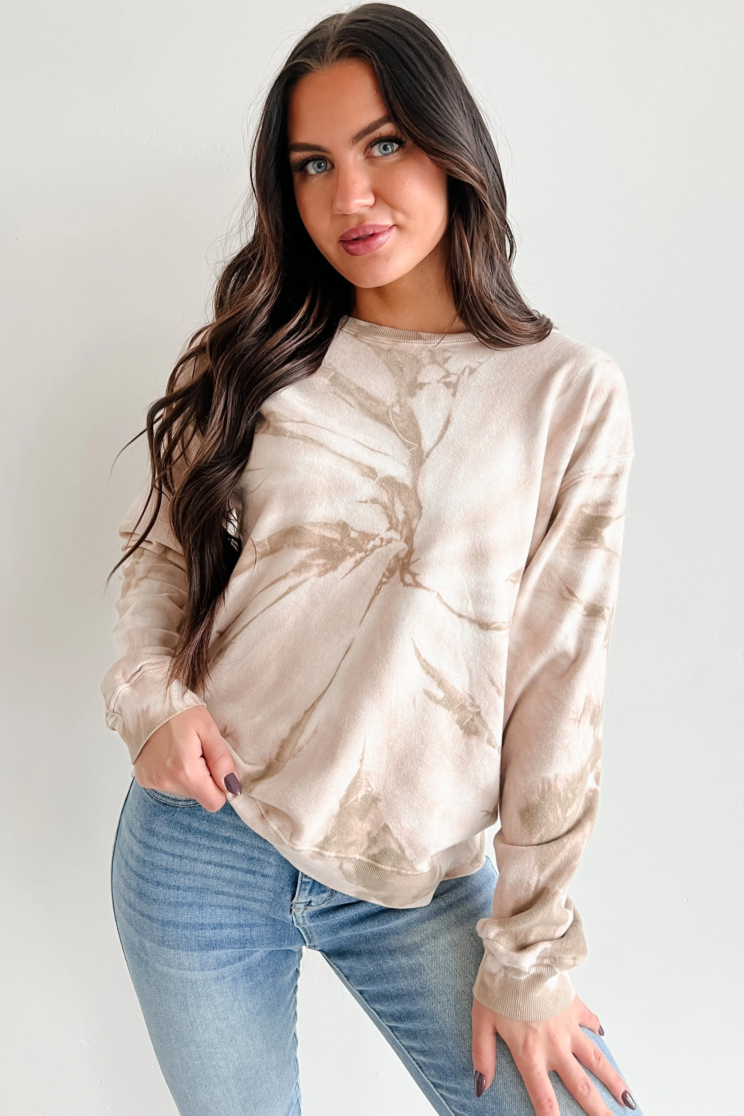 Simply Chillin' Tie Dye Sweatshirt (Taupe)