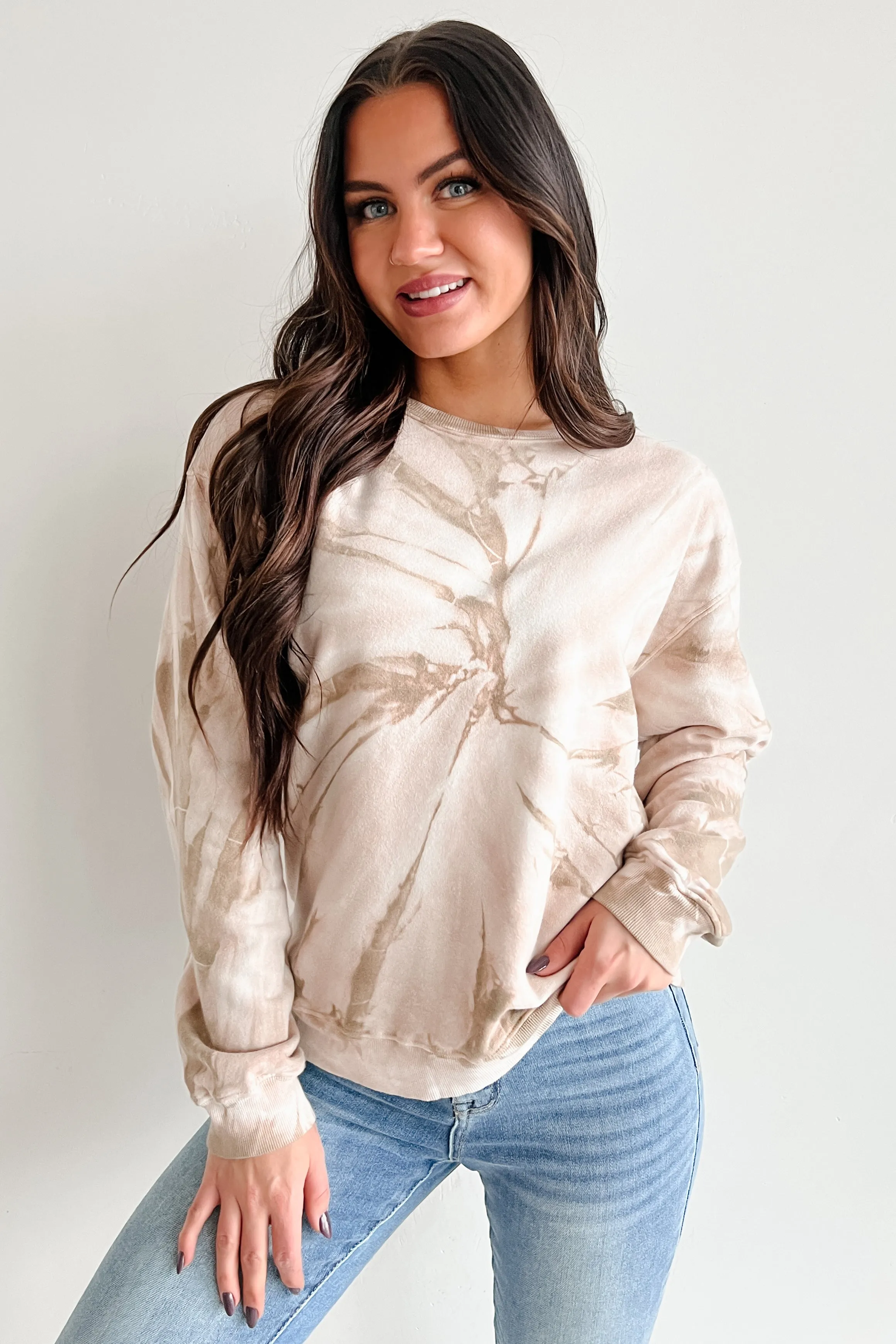Simply Chillin' Tie Dye Sweatshirt (Taupe)