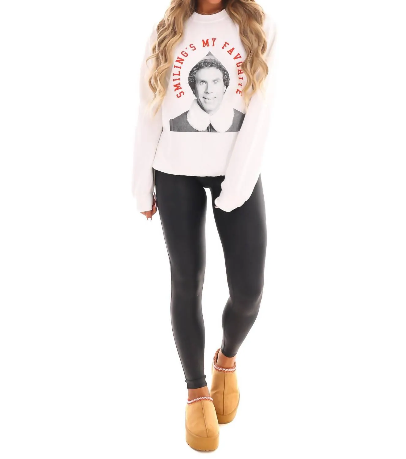 Smiling's My Favorite Sweatshirt In White