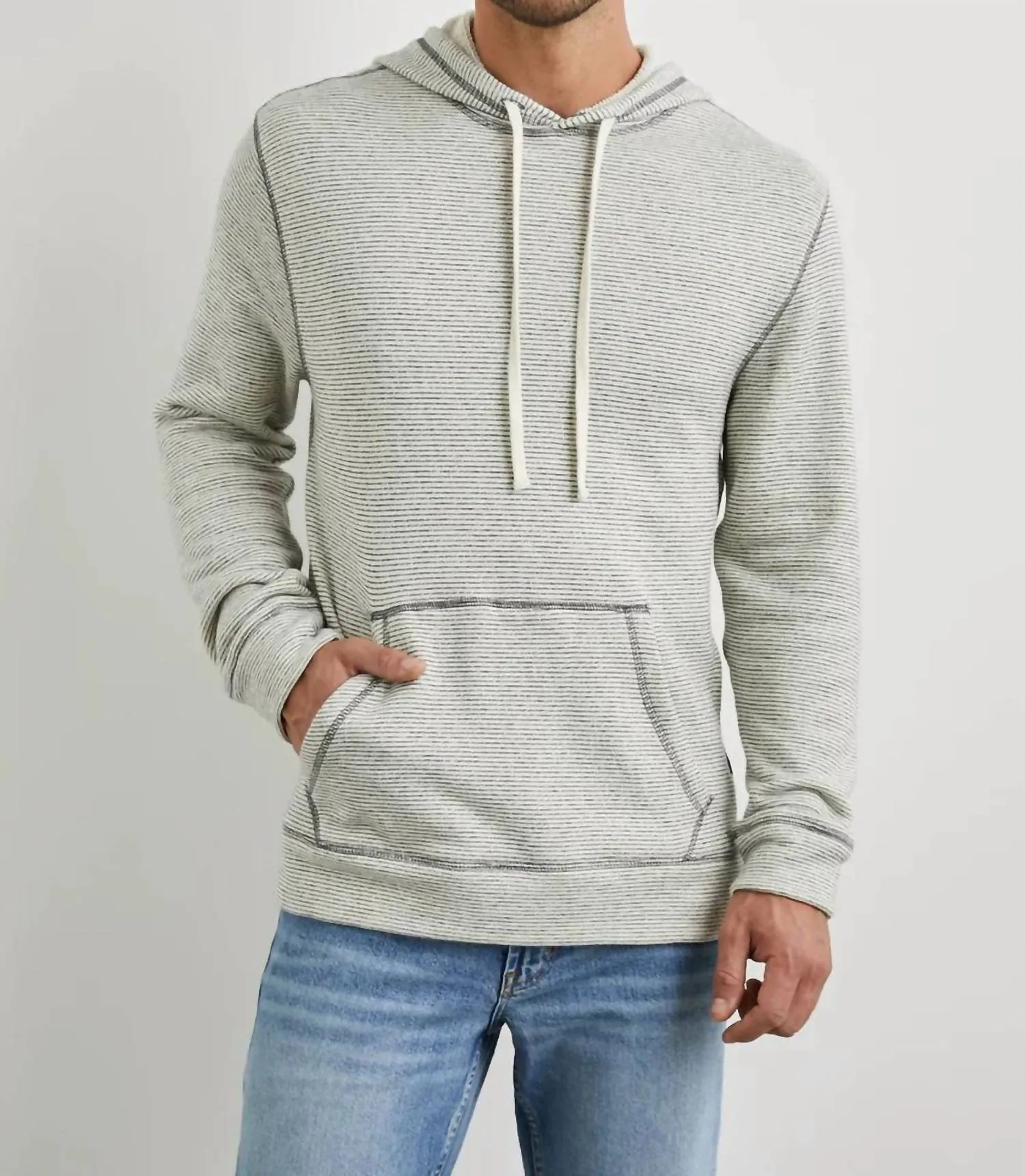 Smith Hoodie In Cream/navy Stripe