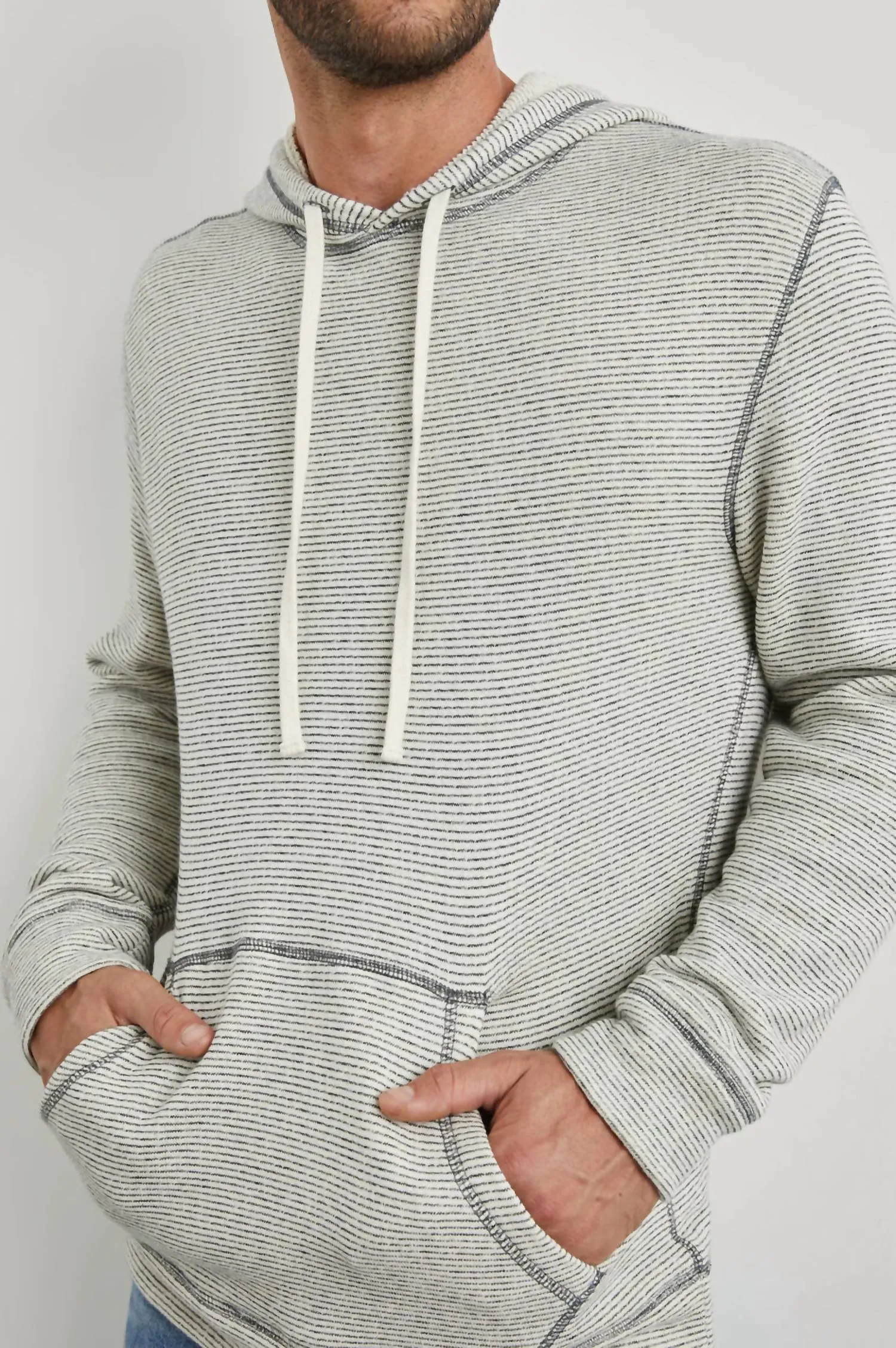 Smith Hoodie In Cream/navy Stripe