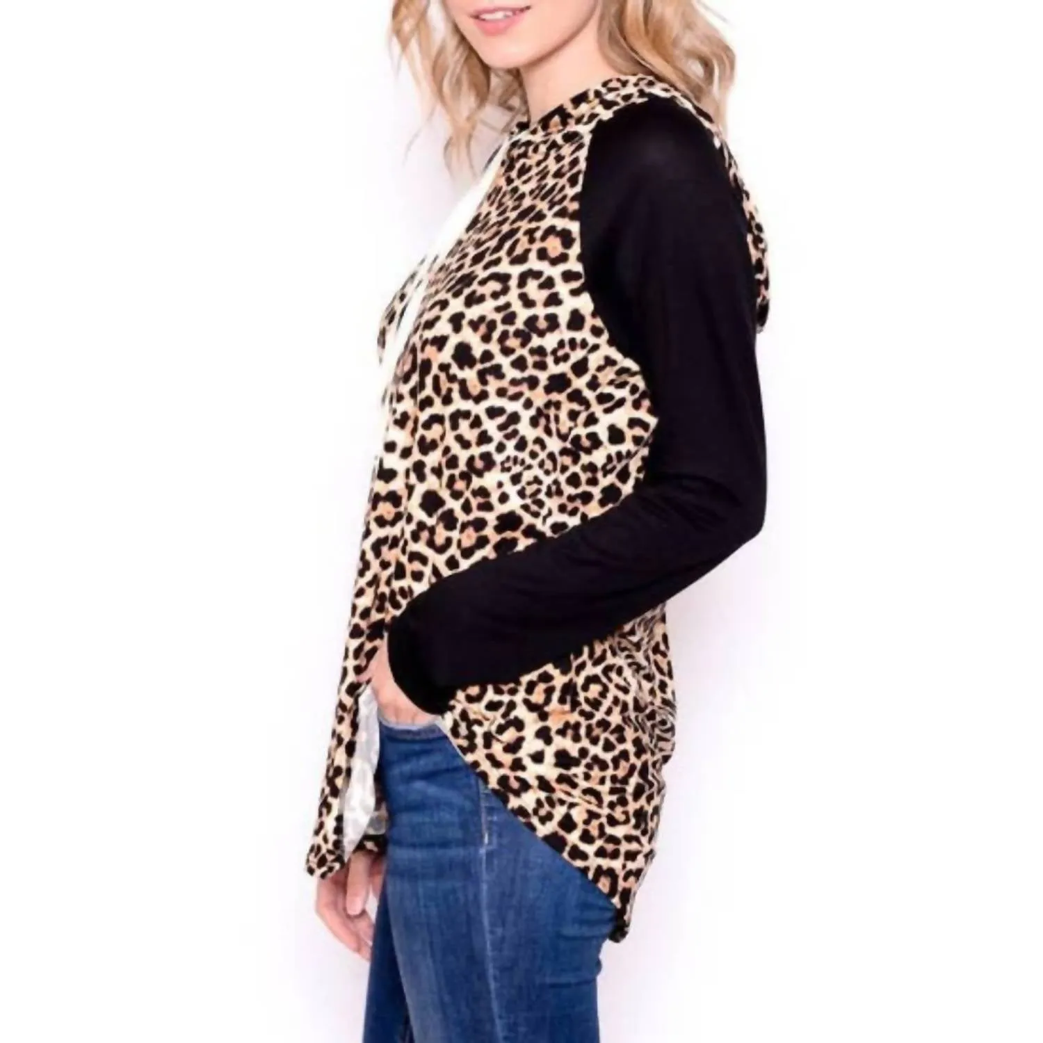 Soft Leopard Hoodie In Brown/black