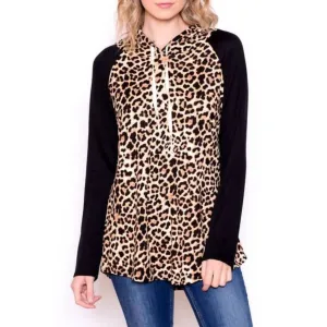 Soft Leopard Hoodie In Brown/black