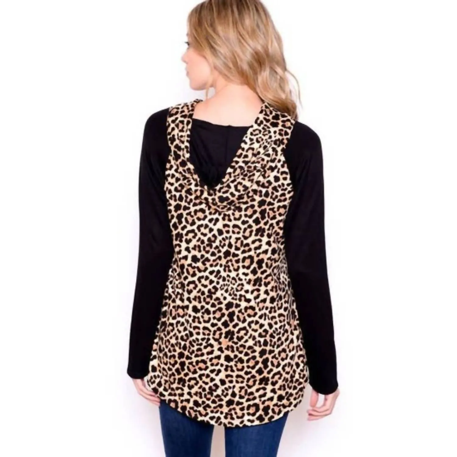 Soft Leopard Hoodie In Brown/black