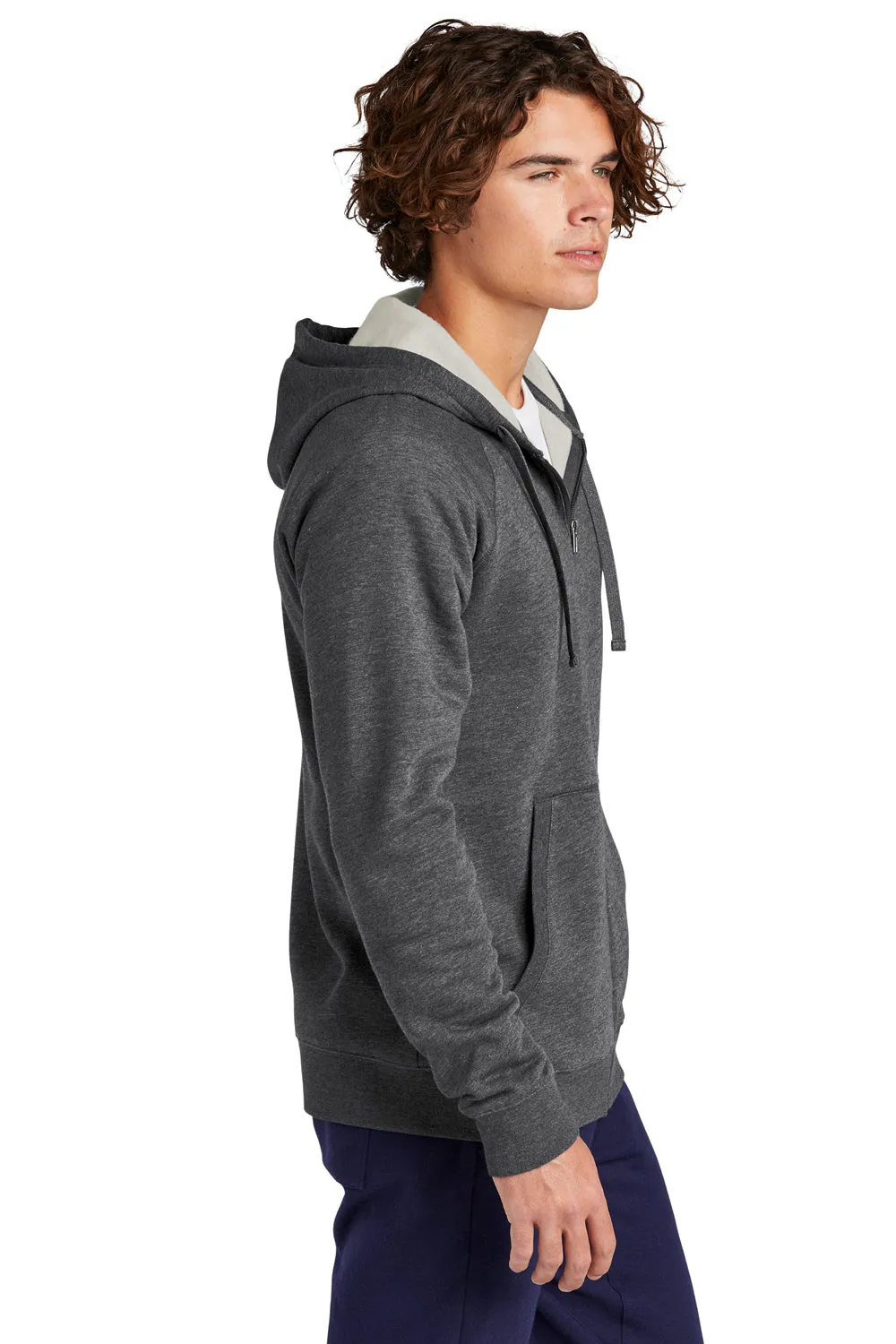 Sport-Tek Mens Drive Fleece Full Zip Hooded Sweatshirt Hoodie w/ Pockets - Heather Graphite Grey