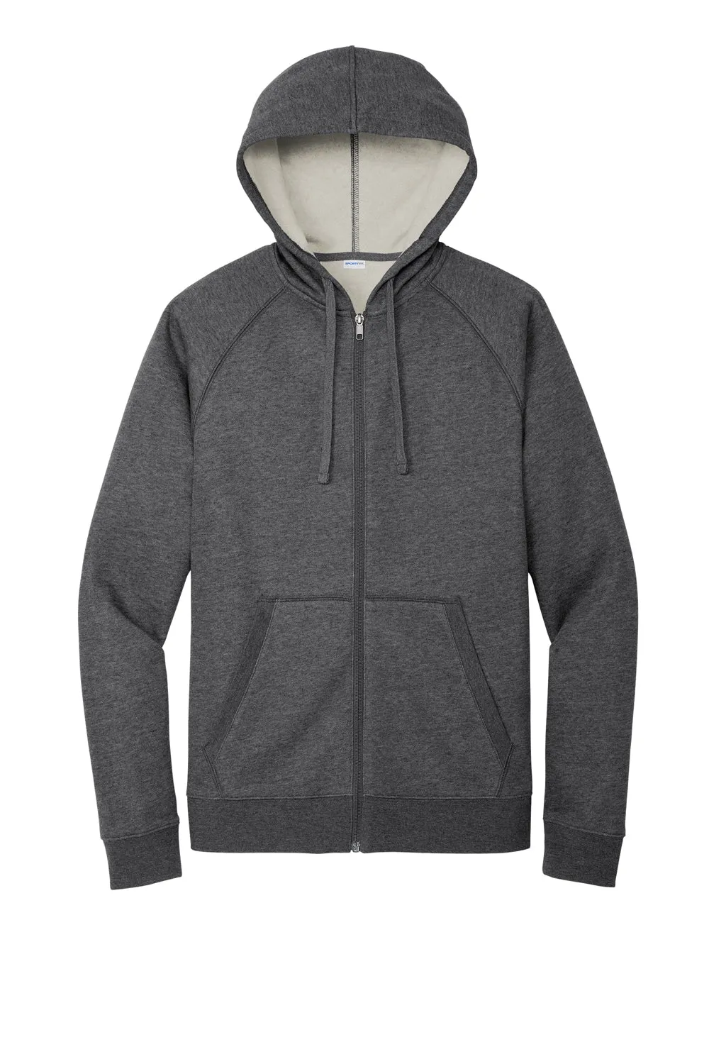 Sport-Tek Mens Drive Fleece Full Zip Hooded Sweatshirt Hoodie w/ Pockets - Heather Graphite Grey