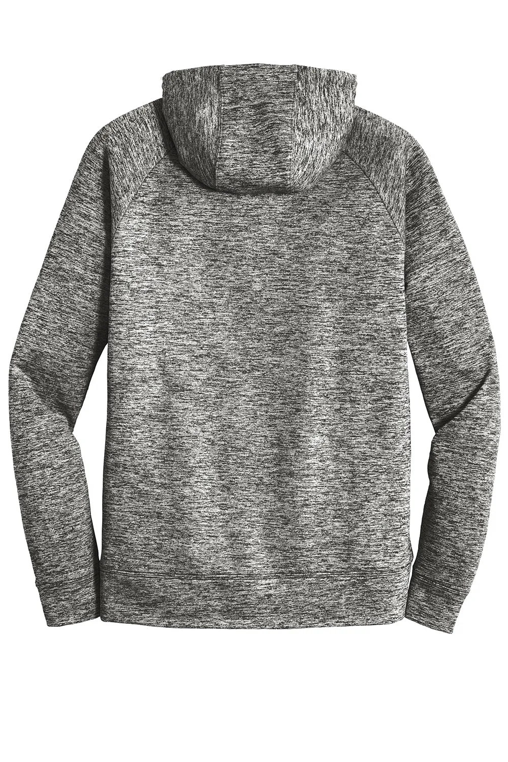 Sport-Tek Mens Electric Heather Moisture Wicking Fleece Hooded Sweatshirt Hoodie w/ Pouch Pocket - Black Electric