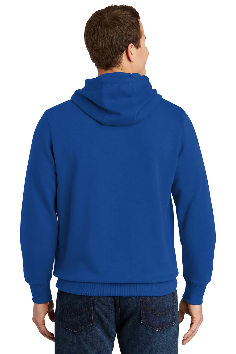 Sport-Tek Mens Shrink Resistant Fleece Hooded Sweatshirt Hoodie w/ Pouch Pocket - True Royal Blue