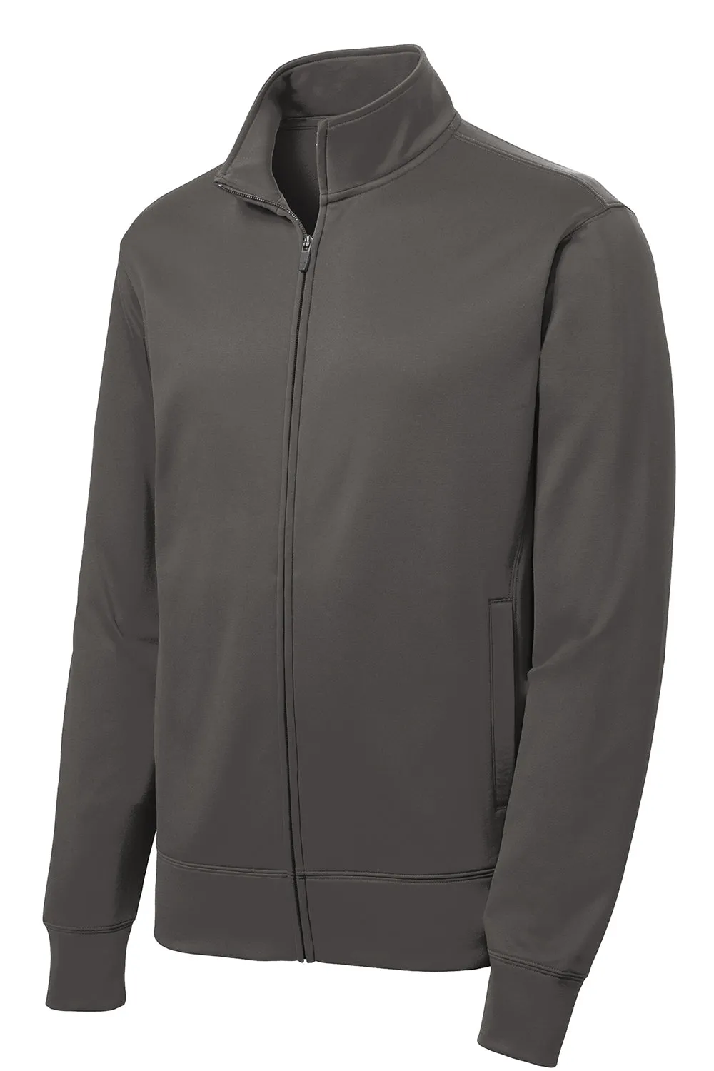Sport-Tek Mens Sport-Wick Moisture Wicking Fleece Full Zip Sweatshirt w/ Pockets - Iron Grey