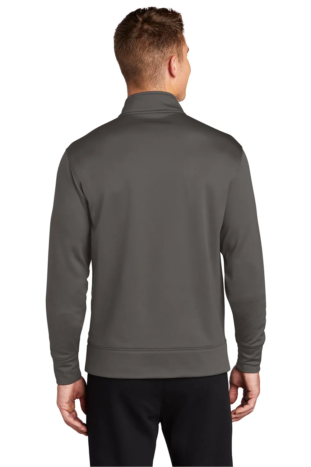 Sport-Tek Mens Sport-Wick Moisture Wicking Fleece Full Zip Sweatshirt w/ Pockets - Iron Grey
