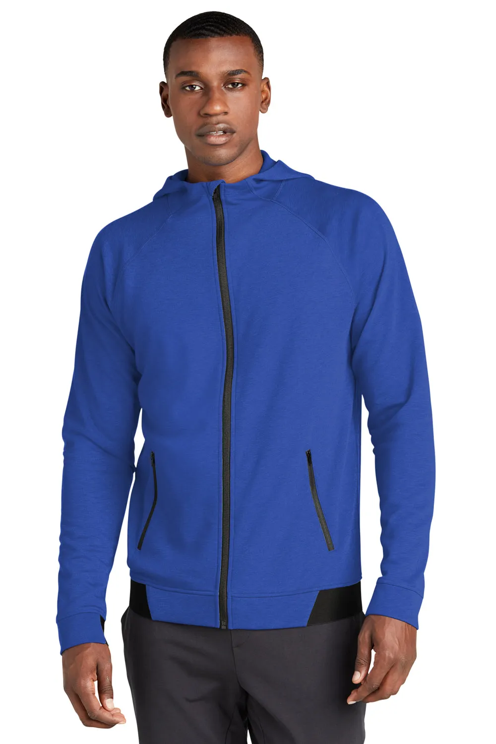 Sport-Tek Mens Strive PosiCharge Full Zip Hooded Sweatshirt Hoodie w/ Pockets - True Royal Blue - Closeout
