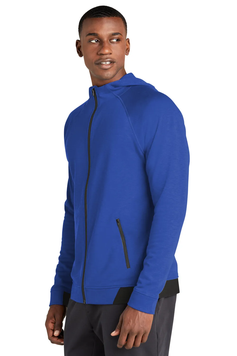 Sport-Tek Mens Strive PosiCharge Full Zip Hooded Sweatshirt Hoodie w/ Pockets - True Royal Blue - Closeout