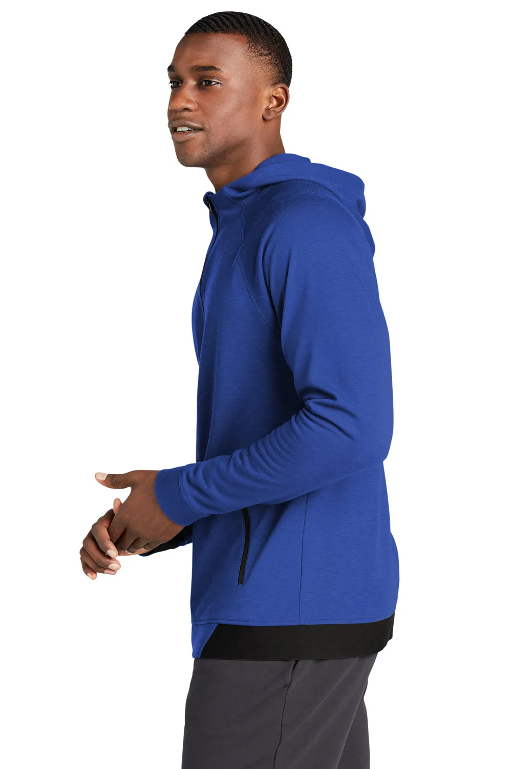 Sport-Tek Mens Strive PosiCharge Full Zip Hooded Sweatshirt Hoodie w/ Pockets - True Royal Blue - Closeout
