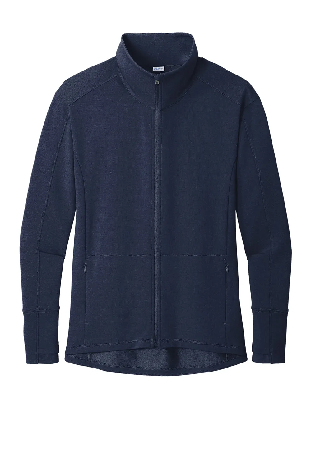 Sport-Tek Womens Flex Fleece Moisture Wicking Full Zip Sweatshirt w/ Pockets - True Navy Blue