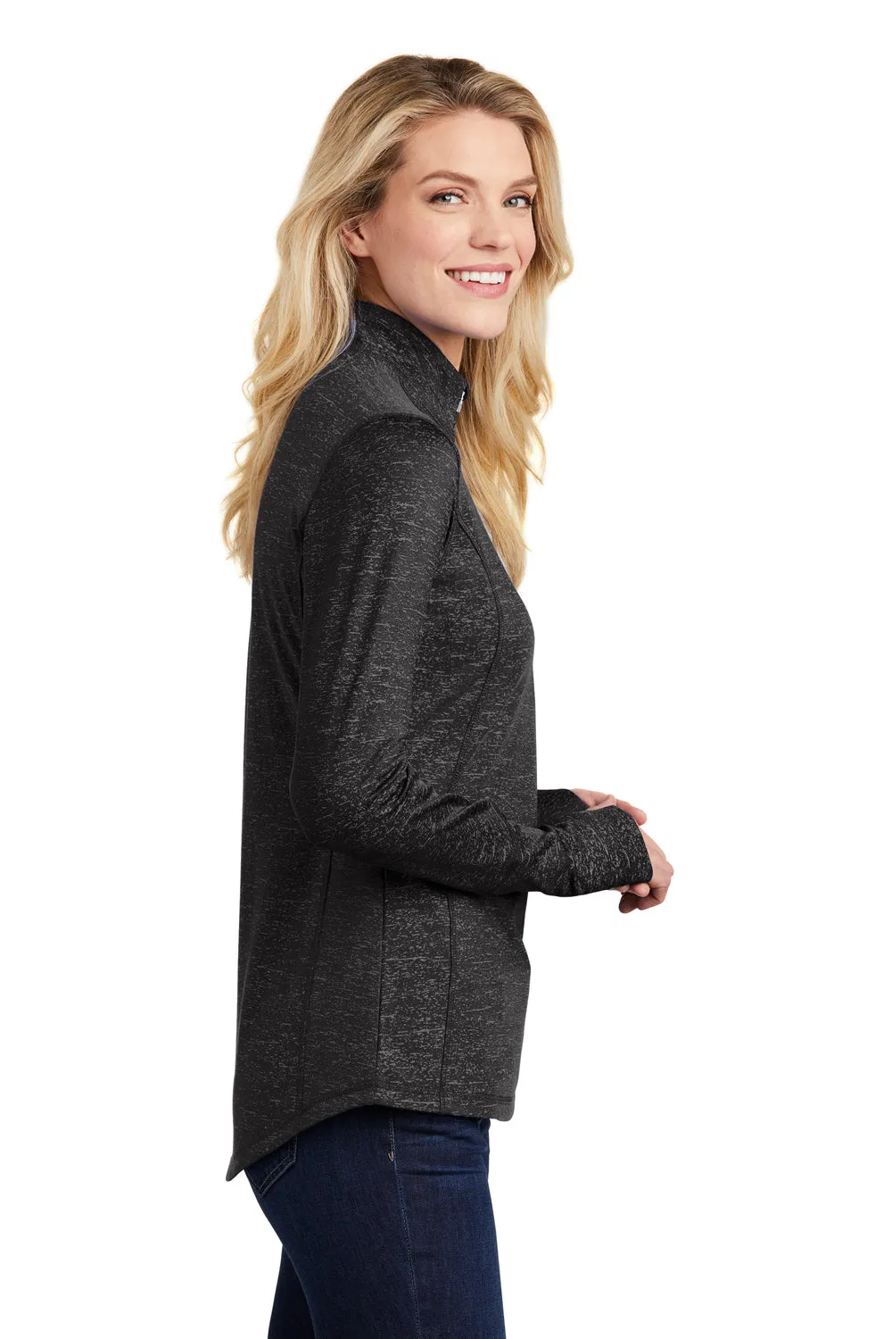 Sport-Tek Womens Sport-Wick Moisture Wicking 1/4 Zip Sweatshirt - Black - Closeout