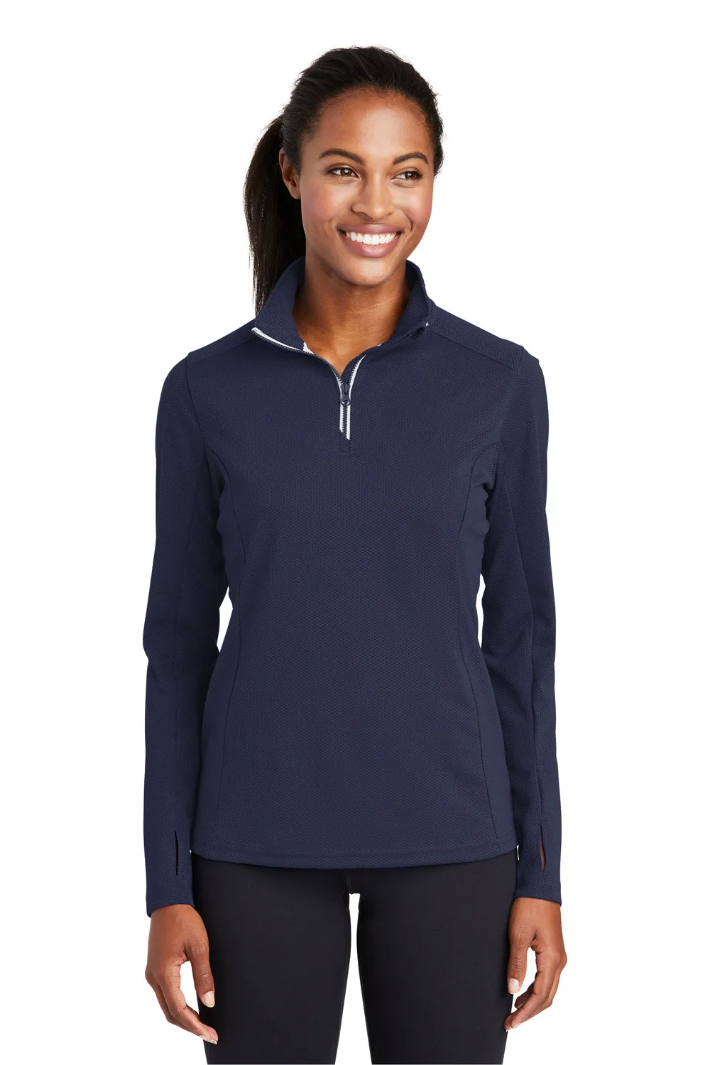 Sport-Tek Womens Sport-Wick Moisture Wicking 1/4 Zip Sweatshirt - True Navy Blue
