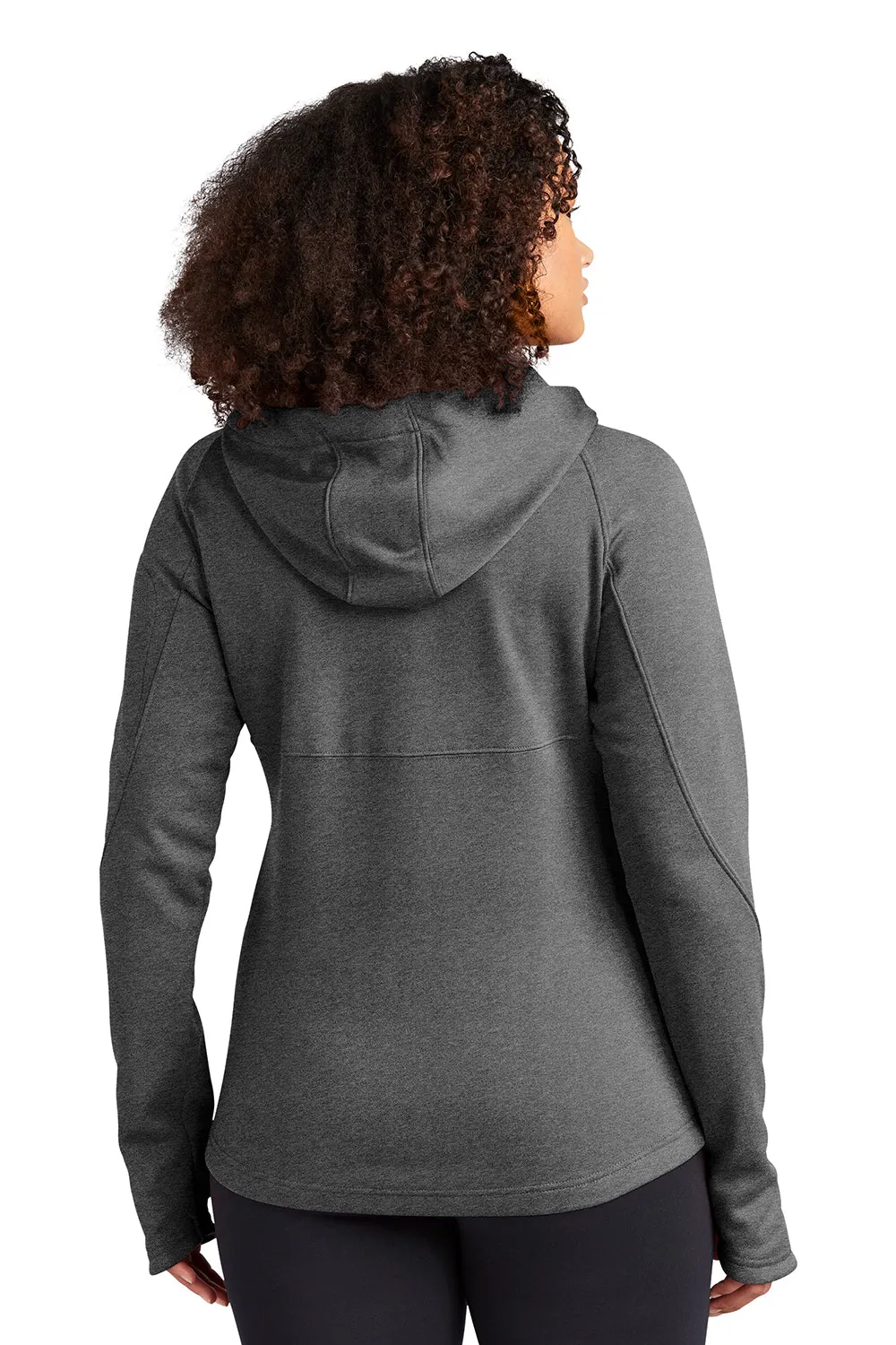 Sport-Tek Womens Tech Moisture Wicking Fleece Full Zip Hooded Sweatshirt Hoodie w/ Pockets - Heather Graphite Grey