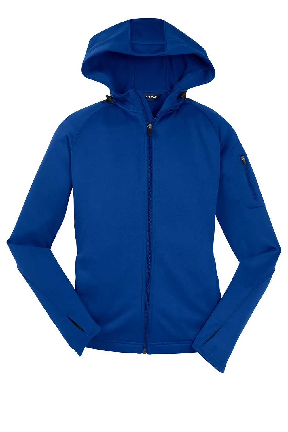 Sport-Tek Womens Tech Moisture Wicking Fleece Full Zip Hooded Sweatshirt Hoodie w/ Pockets - True Royal Blue