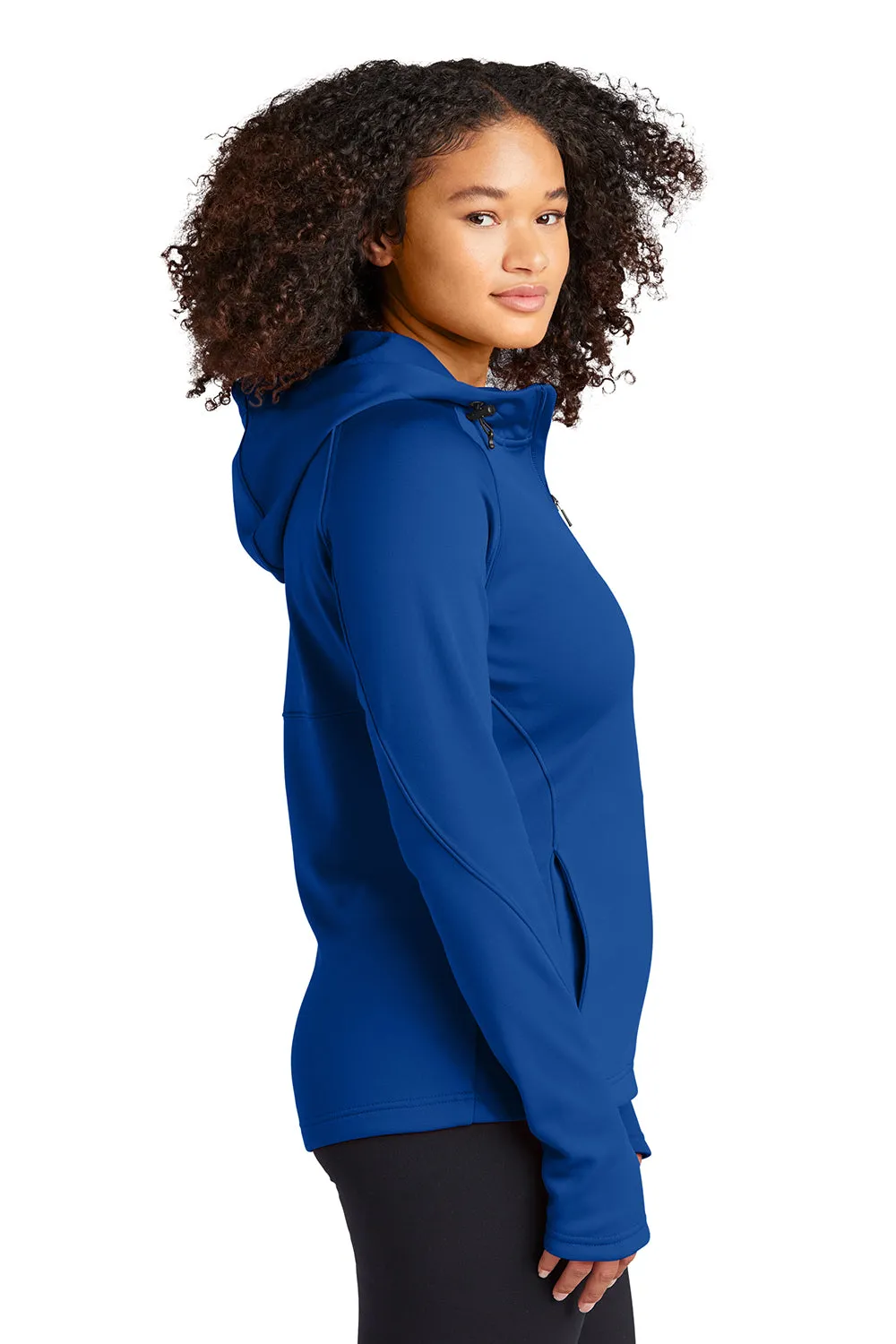 Sport-Tek Womens Tech Moisture Wicking Fleece Full Zip Hooded Sweatshirt Hoodie w/ Pockets - True Royal Blue