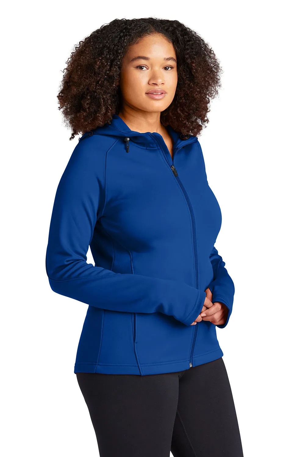 Sport-Tek Womens Tech Moisture Wicking Fleece Full Zip Hooded Sweatshirt Hoodie w/ Pockets - True Royal Blue