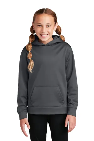 Sport-Tek Youth Sport-Wick Moisture Wicking Fleece Hooded Sweatshirt Hoodie w/ Pouch Pocket - Dark Smoke Grey