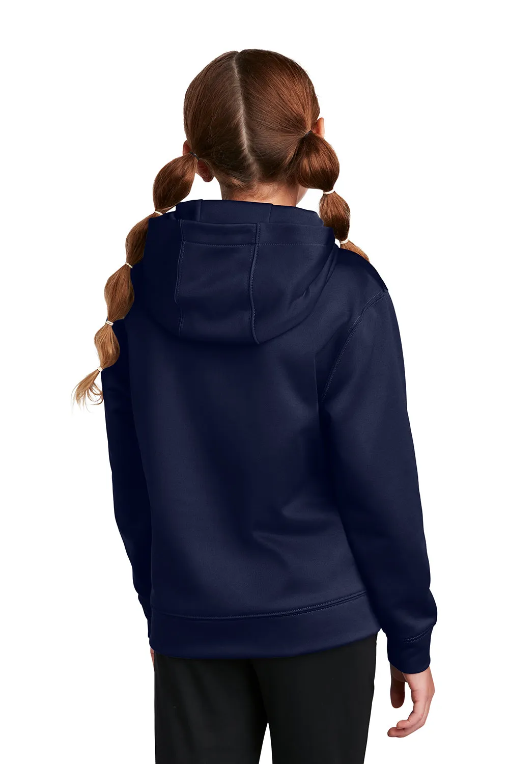 Sport-Tek Youth Sport-Wick Moisture Wicking Fleece Hooded Sweatshirt Hoodie w/ Pouch Pocket - Navy Blue