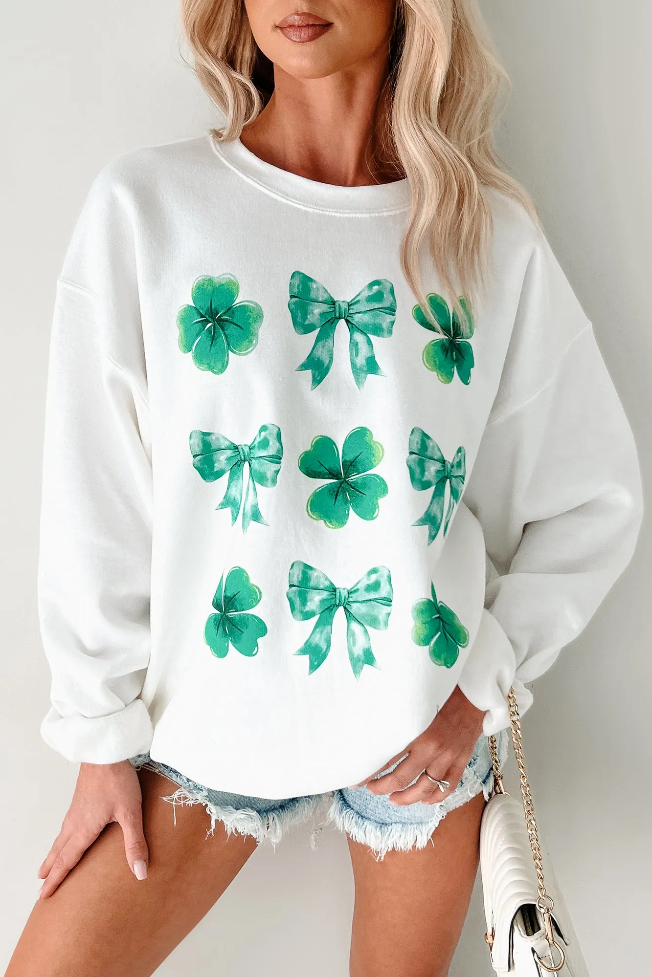 St. Paddy's Day Graphic Crewneck Sweatshirt (White)