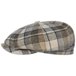 Stetson Accessories Hatteras Alpaca Wool Check News Boy Cap by Stetson
