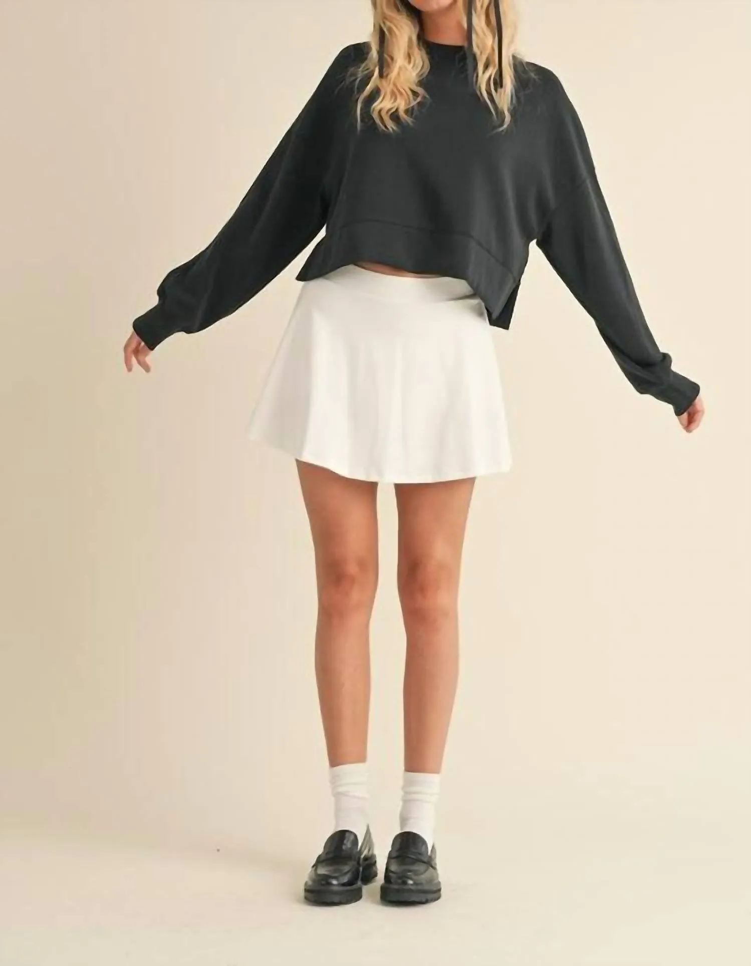 Super Soft Air Scuba Oversized Crop Sweatshirt In Black
