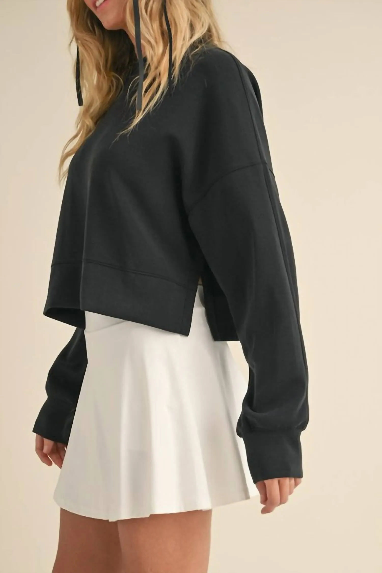 Super Soft Air Scuba Oversized Crop Sweatshirt In Black